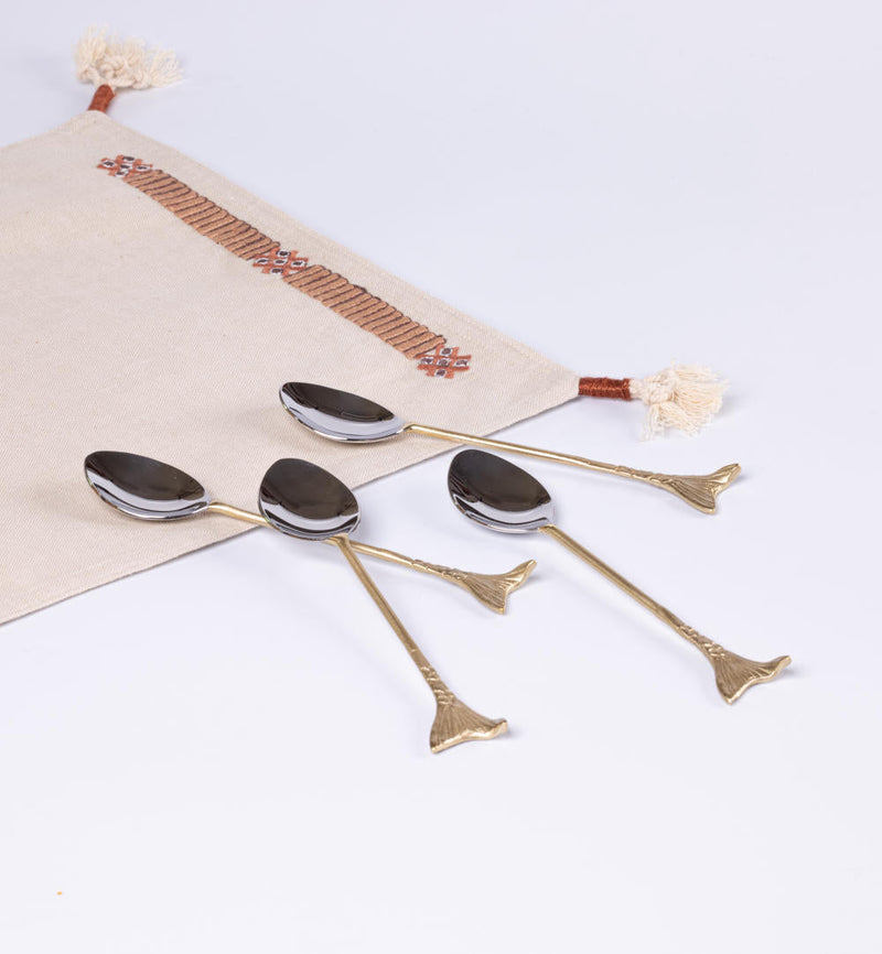Mermaid Sona Chaandi Dessert Spoons-Set of 4 linen by Gado Living for in Singapore