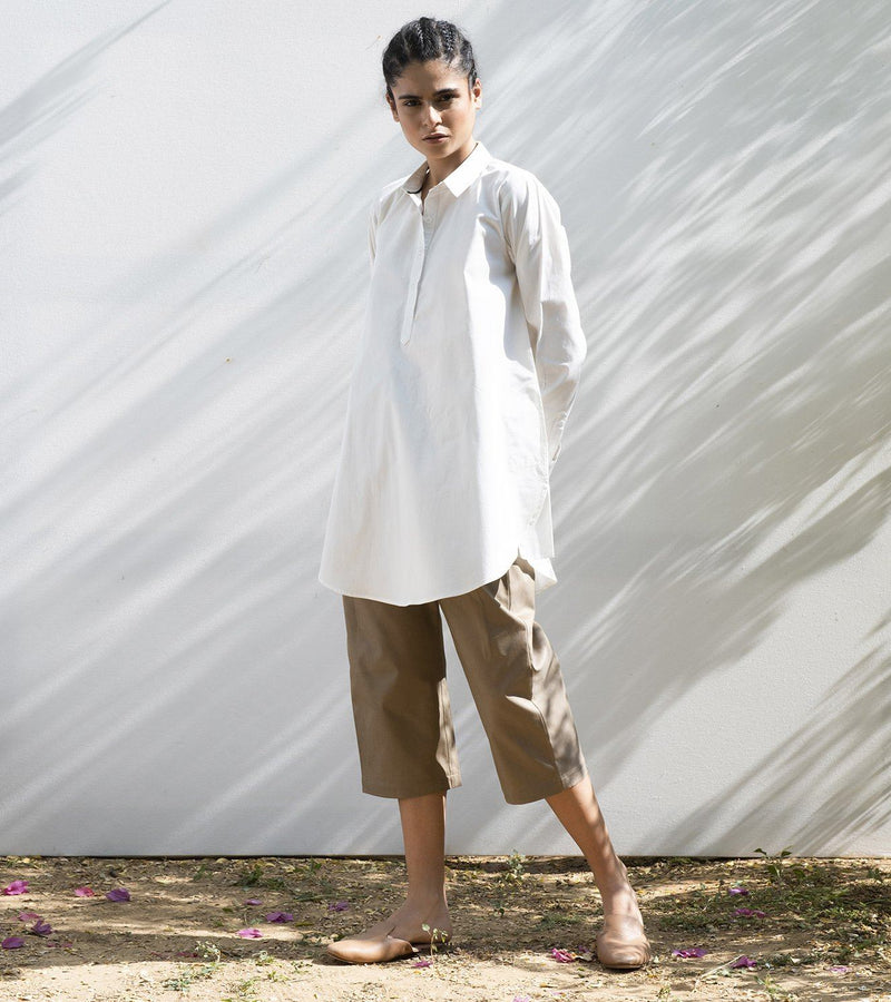 Morning Glory Shirt Kurta Sets by Khara Kapas in white for women in Singapore