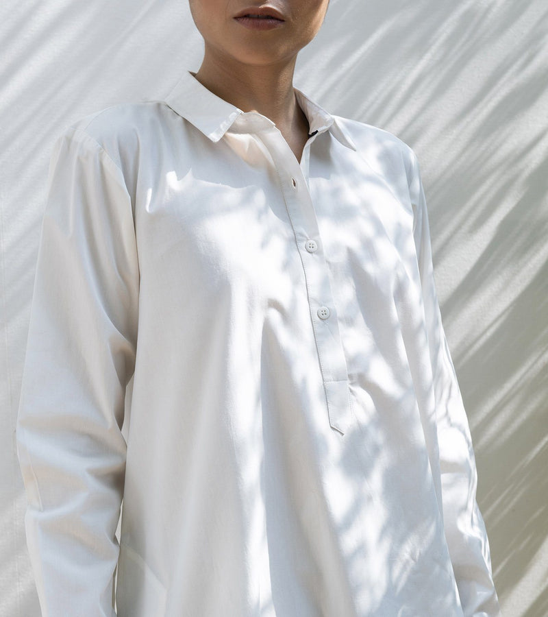 Morning Glory Shirt Kurta Sets by Khara Kapas in white for women in Singapore