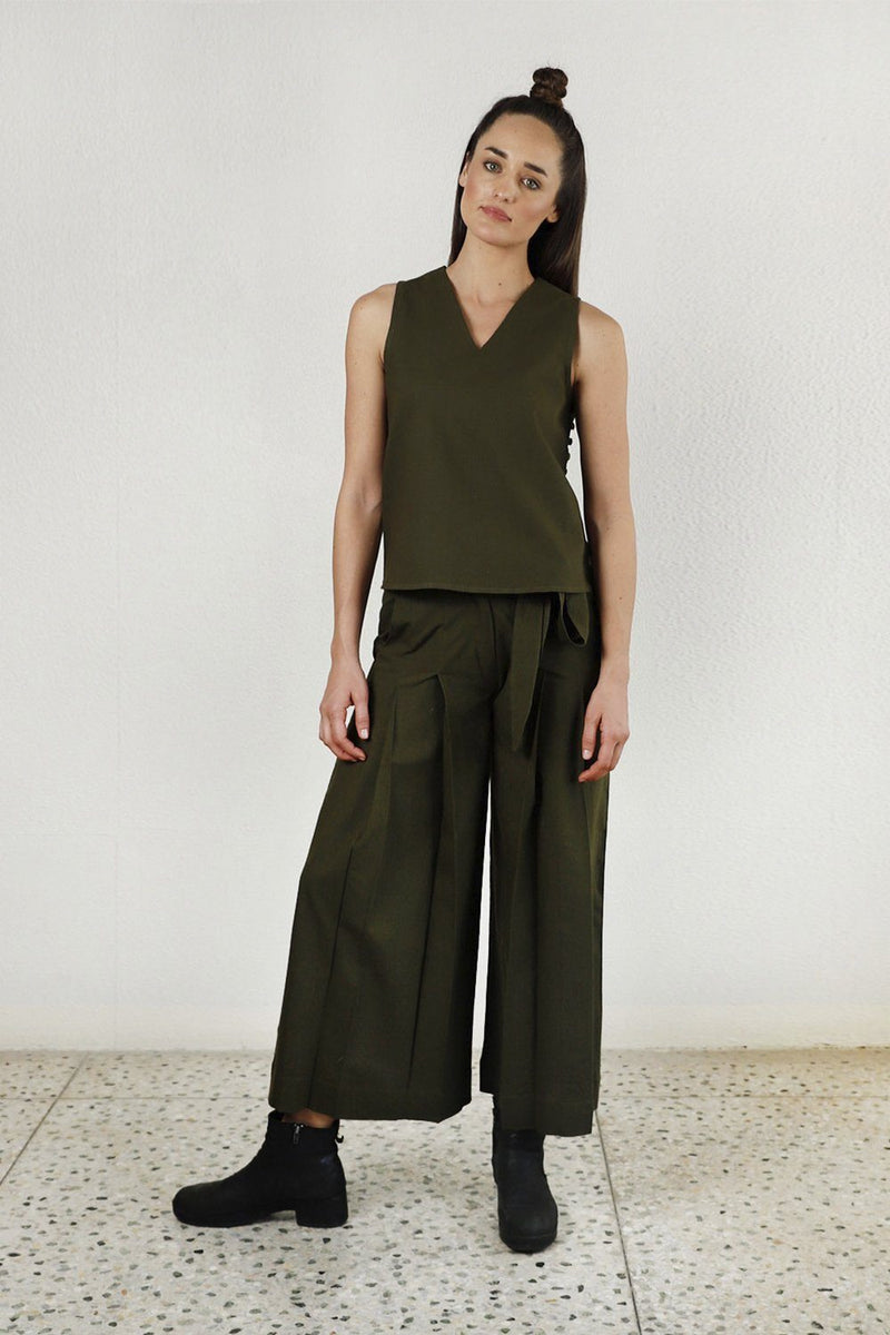 Moss olive double pleat pants Fashion Rias