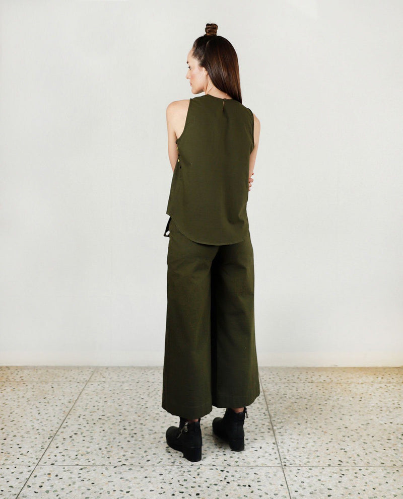 Moss olive double pleat pants Fashion Rias
