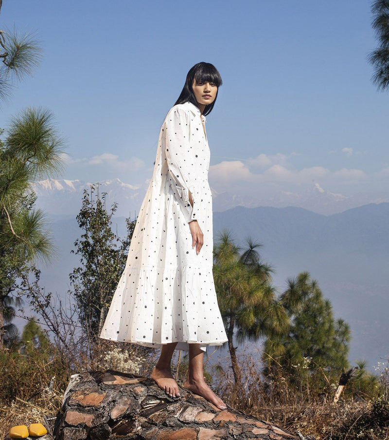Mountain Whisperer Dress by Khara Kapas in white for women in Singapore