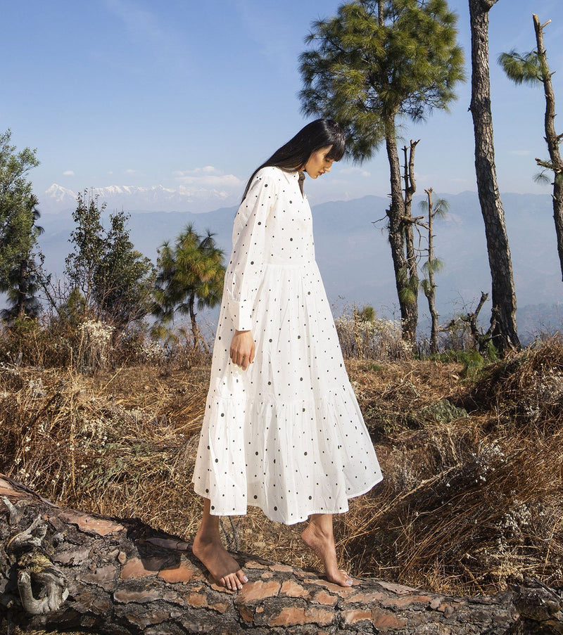 Mountain Whisperer Dress by Khara Kapas in white for women in Singapore