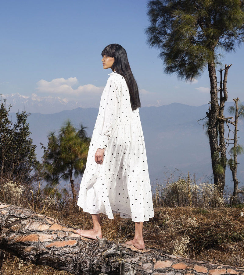 Mountain Whisperer Dress by Khara Kapas in white for women in Singapore