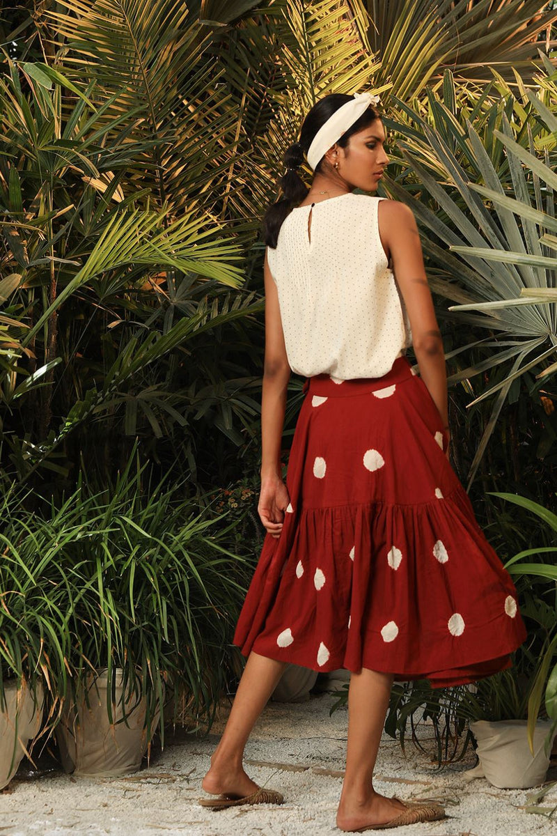 Mushroom Head-Skirt Skirts by Khara Kapas in red for women in Singapore