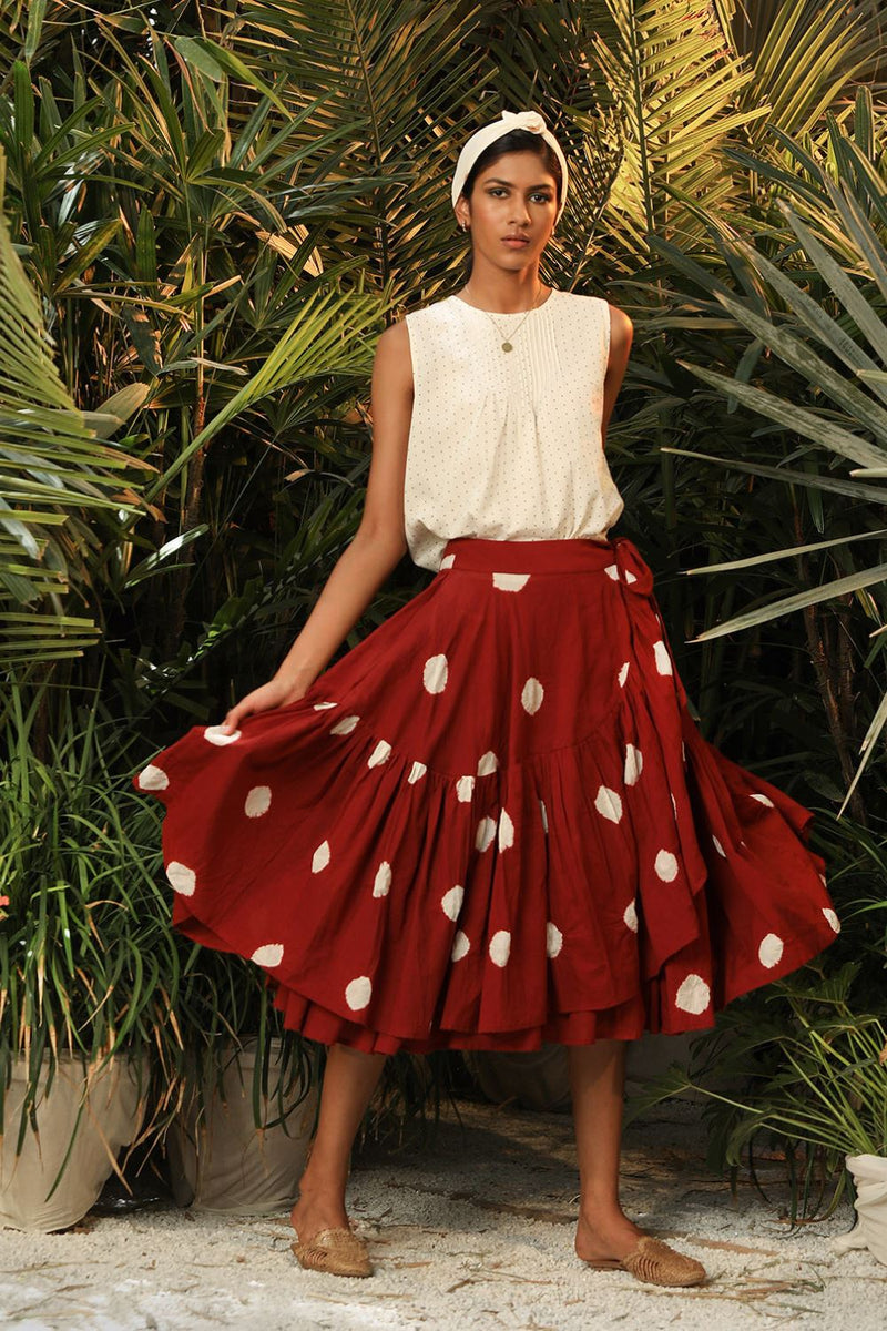 Mushroom Head-Skirt Skirts by Khara Kapas in red for women in Singapore