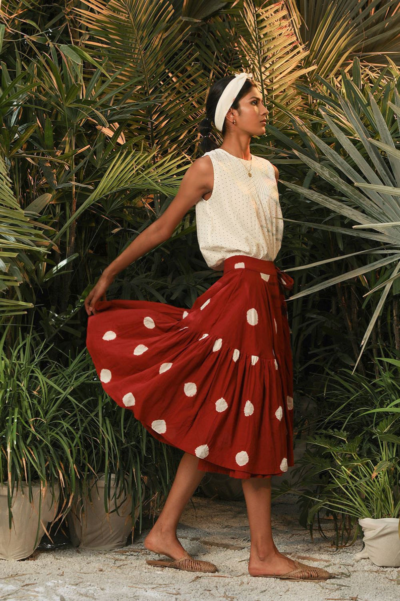 Mushroom Head-Skirt Skirts by Khara Kapas in red for women in Singapore