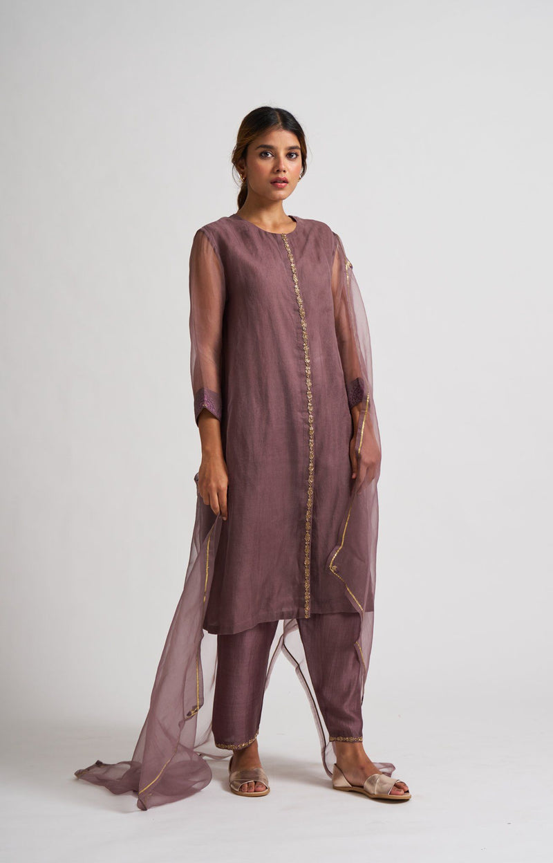 Neera Light Wine Kurta Set Fashion DOT