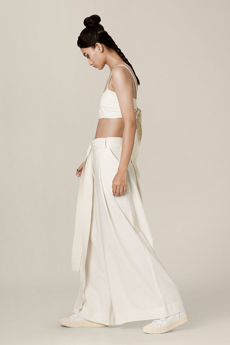 Neo Trousers Bottoms by Chola in white color for women in Singapore