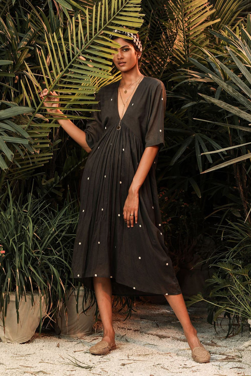 Nightingale's Song Dress by Khara Kapas in black for women in Singapore