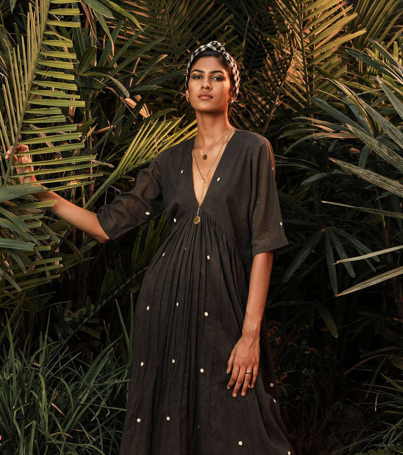 Nightingale's Song Dress by Khara Kapas in black for women in Singapore