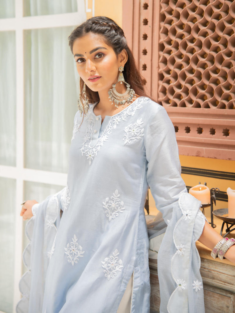 Noor - Baadli Kasida Mirror & Thread Work Set Noor - Baadli Kasida Mirror & Thread Work Salwar Suit Set by Maison Shefali by Maison Shefali for women in Singapore
