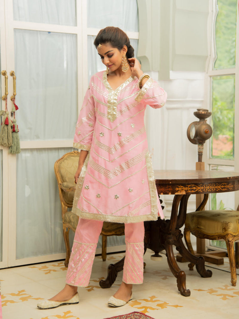 Noor Gulabari Gota Work Set Noor Gulabari Gota Work Salwar Suit Set by Maison Shefali by Maison Shefali for women in Singapore