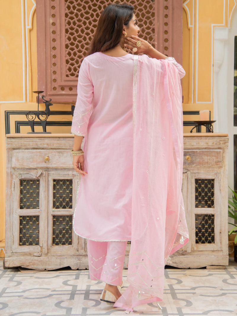 Noor Gulabi - Gota Work Kurta Set Noor Gulabi - Gota Work Kurta Salwar Suit Set by Maison Shefali by Maison Shefali for women in Singapore