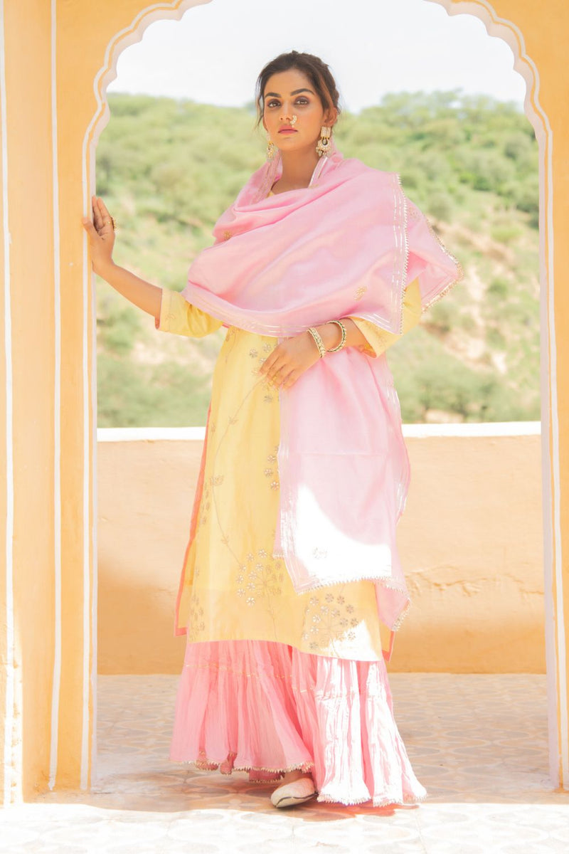 Noor Haldi Gulaab Sharara Set Noor Haldi Gulaab Sharara Salwar Suit Set by Maison Shefali by Maison Shefali for women in Singapore