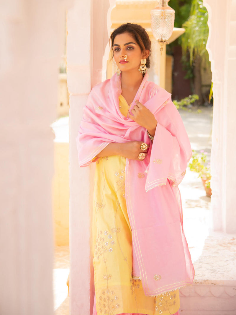 Noor Haldi Gulaab Sharara Set Noor Haldi Gulaab Sharara Salwar Suit Set by Maison Shefali by Maison Shefali for women in Singapore