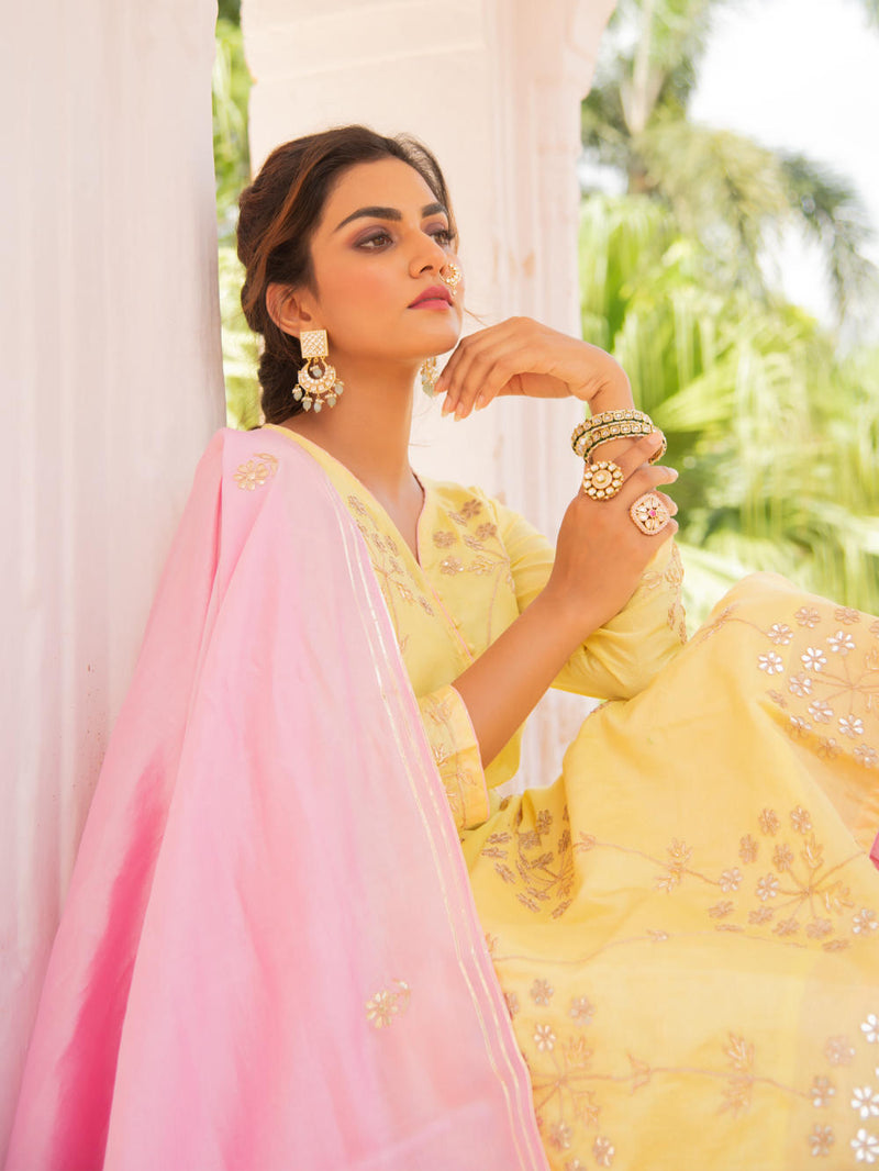 Noor Haldi Gulaab Sharara Set Noor Haldi Gulaab Sharara Salwar Suit Set by Maison Shefali by Maison Shefali for women in Singapore