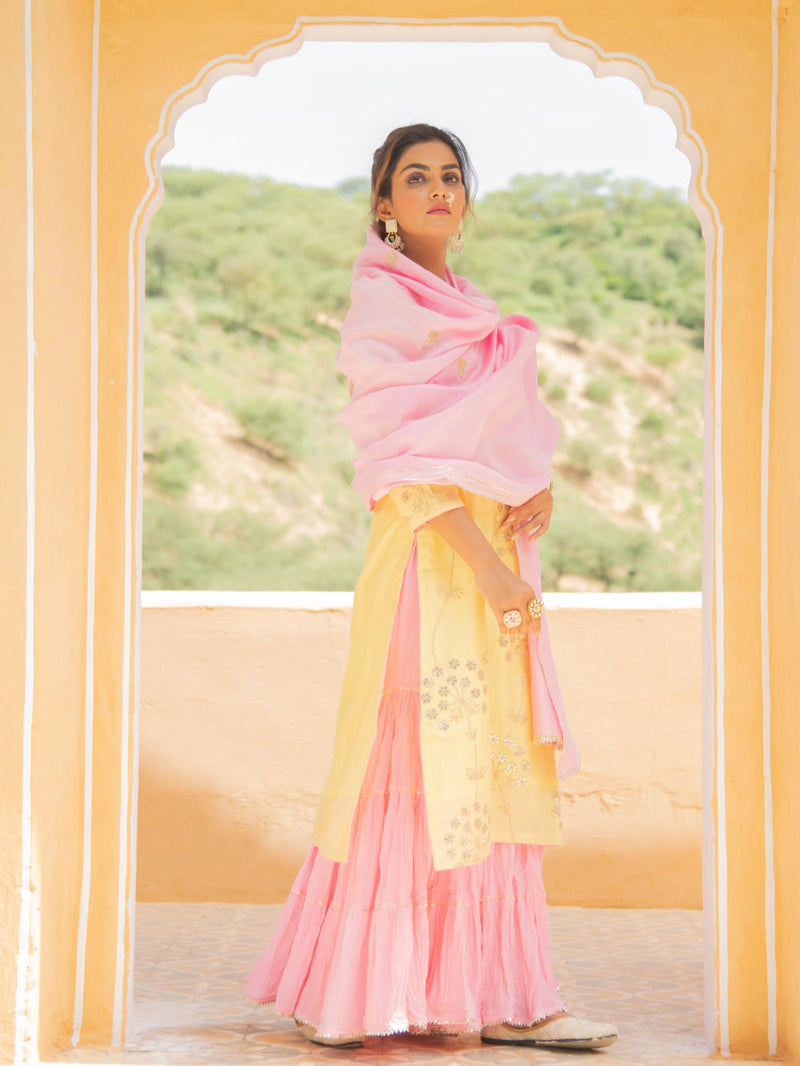 Noor Haldi Gulaab Sharara Set Noor Haldi Gulaab Sharara Salwar Suit Set by Maison Shefali by Maison Shefali for women in Singapore