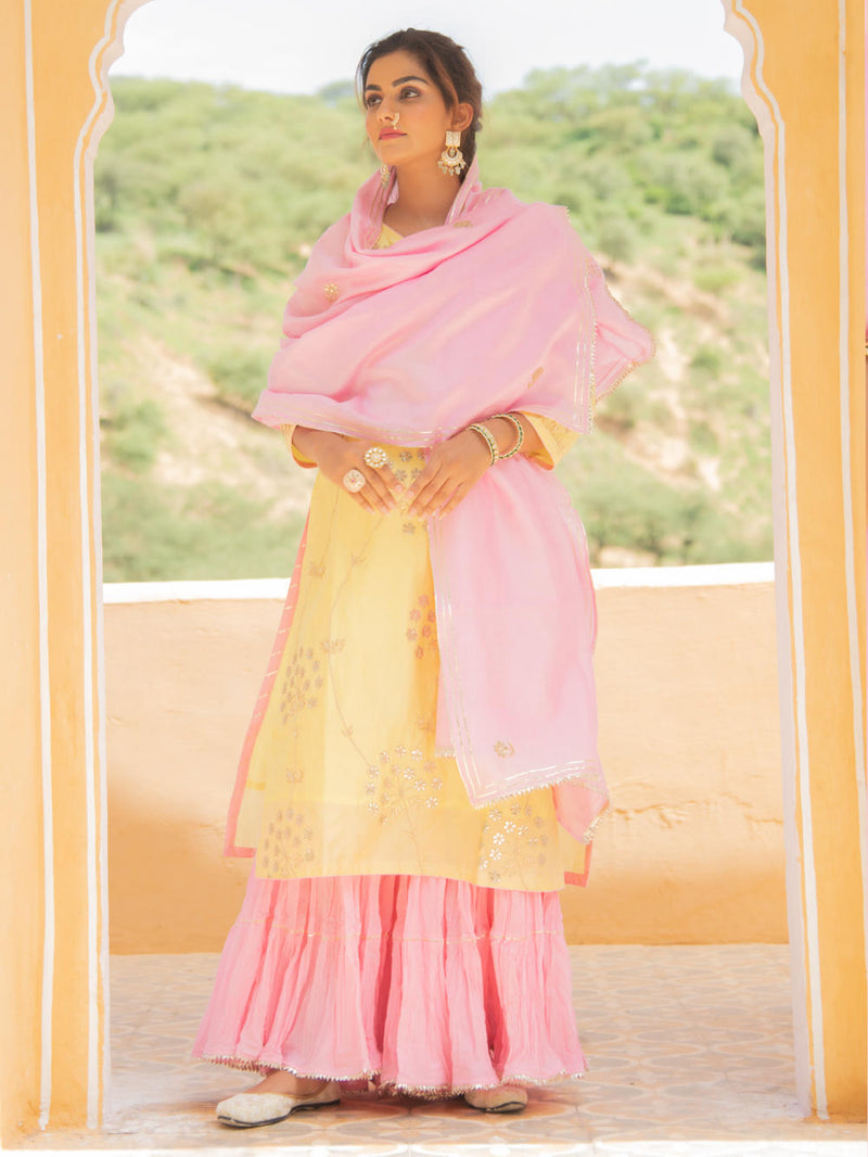 Noor Haldi Gulaab Sharara Set Noor Haldi Gulaab Sharara Salwar Suit Set by Maison Shefali by Maison Shefali for women in Singapore