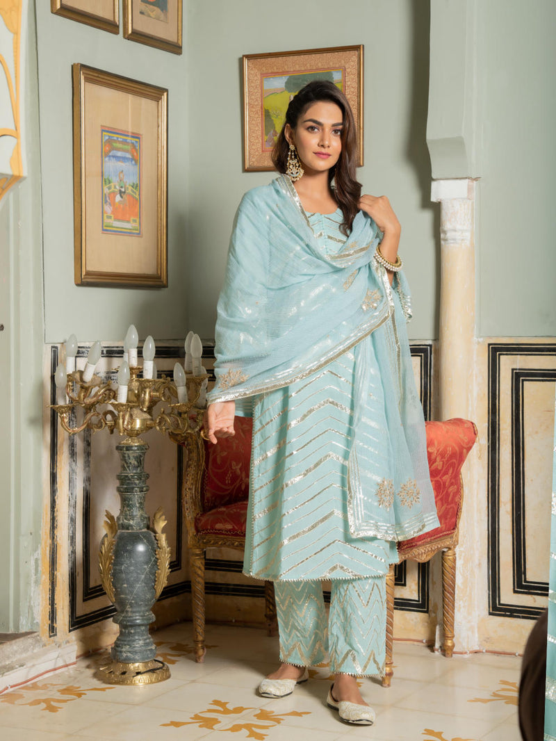 Noor Harita - Gota Lehriya Work Kurta Set Noor Harita - Gota Lehriya Work Kurta Salwar Suit Set by Maison Shefali by Maison Shefali for women in Singapore