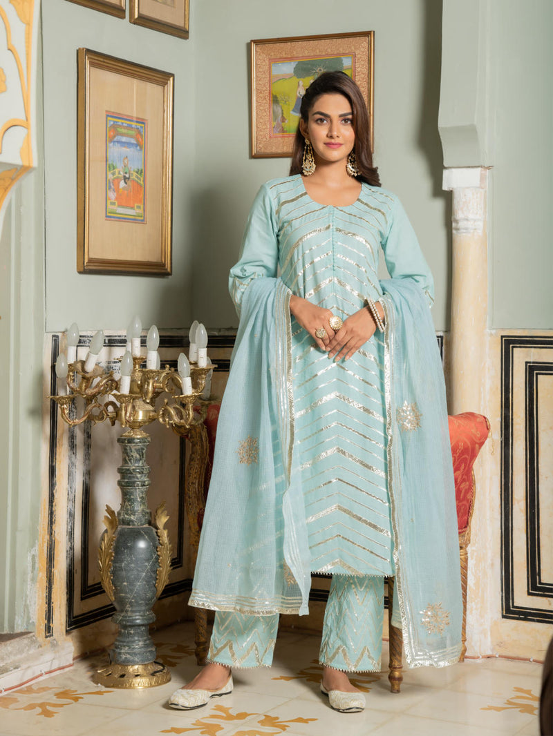 Noor Harita - Gota Lehriya Work Kurta Set Noor Harita - Gota Lehriya Work Kurta Salwar Suit Set by Maison Shefali by Maison Shefali for women in Singapore