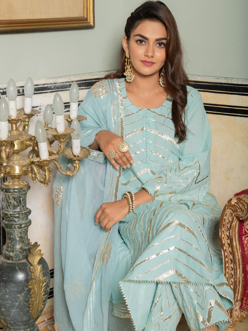 Noor Harita - Gota Lehriya Work Kurta Set Noor Harita - Gota Lehriya Work Kurta Salwar Suit Set by Maison Shefali by Maison Shefali for women in Singapore