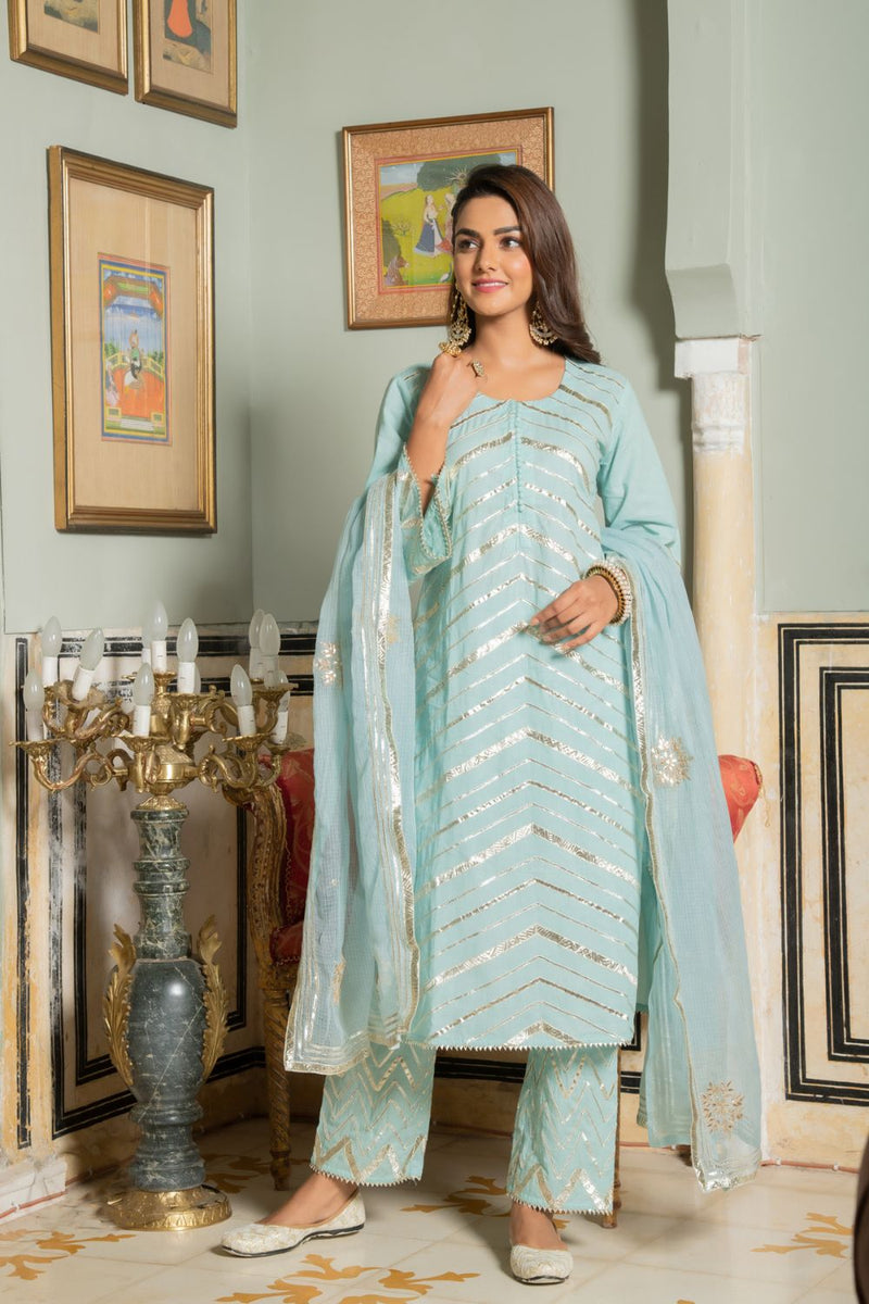 Noor Harita - Gota Lehriya Work Kurta Set Noor Harita - Gota Lehriya Work Kurta Salwar Suit Set by Maison Shefali by Maison Shefali for women in Singapore