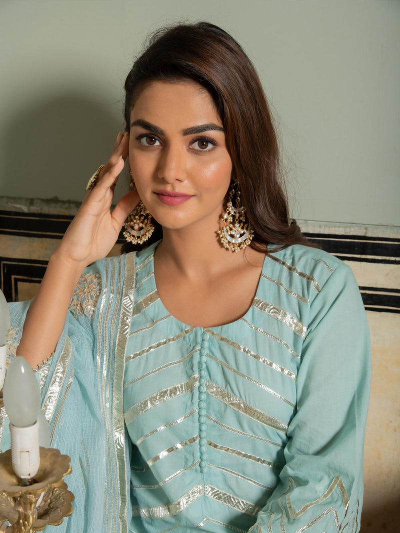 Noor Harita - Gota Lehriya Work Kurta Set Noor Harita - Gota Lehriya Work Kurta Salwar Suit Set by Maison Shefali by Maison Shefali for women in Singapore