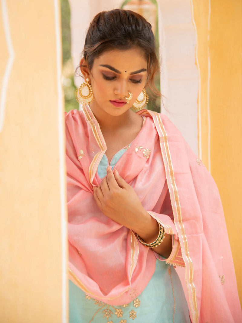 Noor - Neel Gulabi Sharara Set Noor - Neel Gulabi Sharara Salwar Suit Set by Maison Shefali by Maison Shefali for women in Singapore