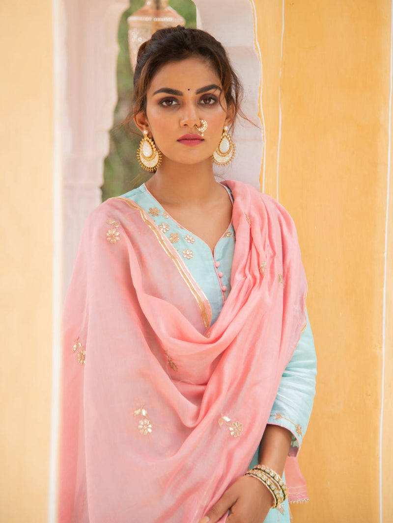Noor - Neel Gulabi Sharara Set Noor - Neel Gulabi Sharara Salwar Suit Set by Maison Shefali by Maison Shefali for women in Singapore