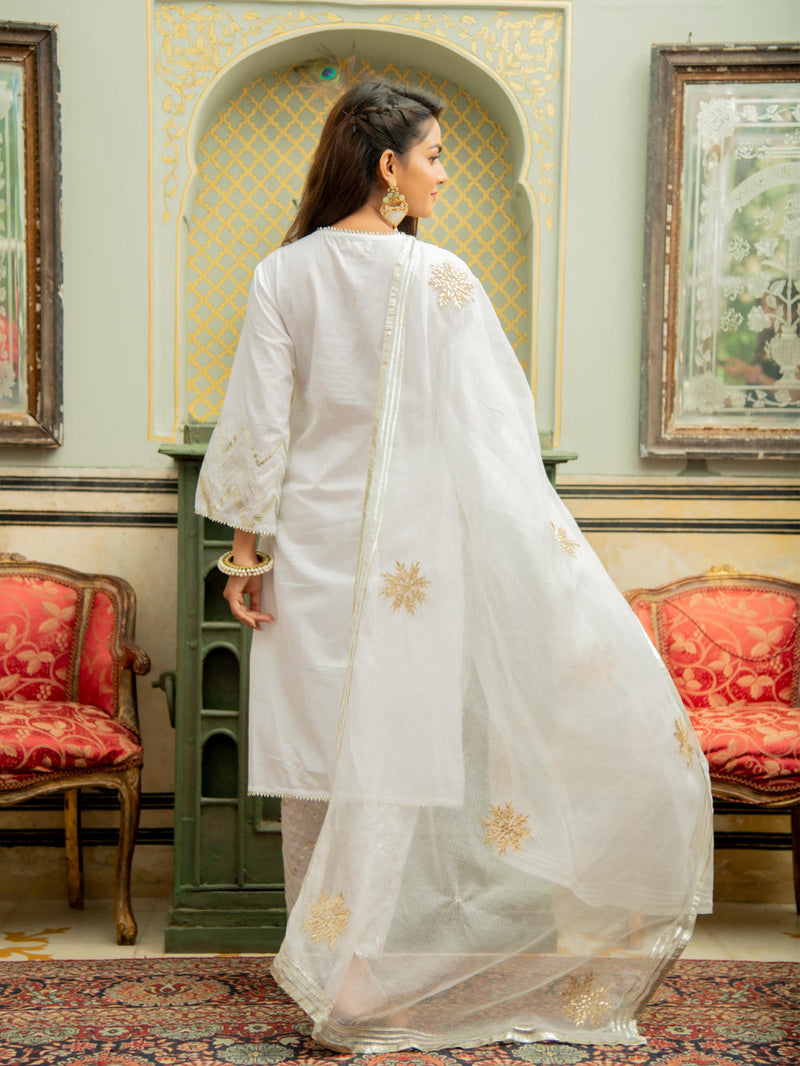 Noor Shwet - Gota Work Lehriya Set Noor Shwet - Gota Work Lehriya Salwar Suit Set by Maison Shefali by Maison Shefali for women in Singapore