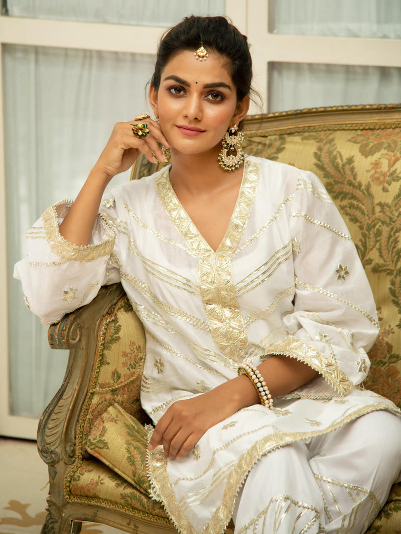 Noor Swetambari Gota Work Set Noor Swetambari Gota Work Salwar Suit Set by Maison Shefali by Maison Shefali for women in Singapore