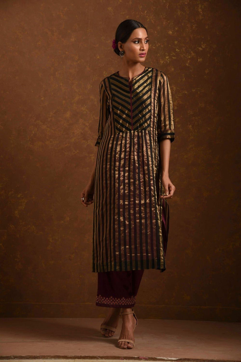 Noorie Black-Gold and Wine Kurta Set Fashion Priti Prashant 