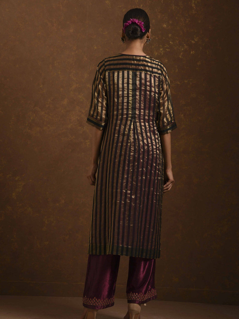 Noorie Black-Gold and Wine Kurta Set Fashion Priti Prashant 