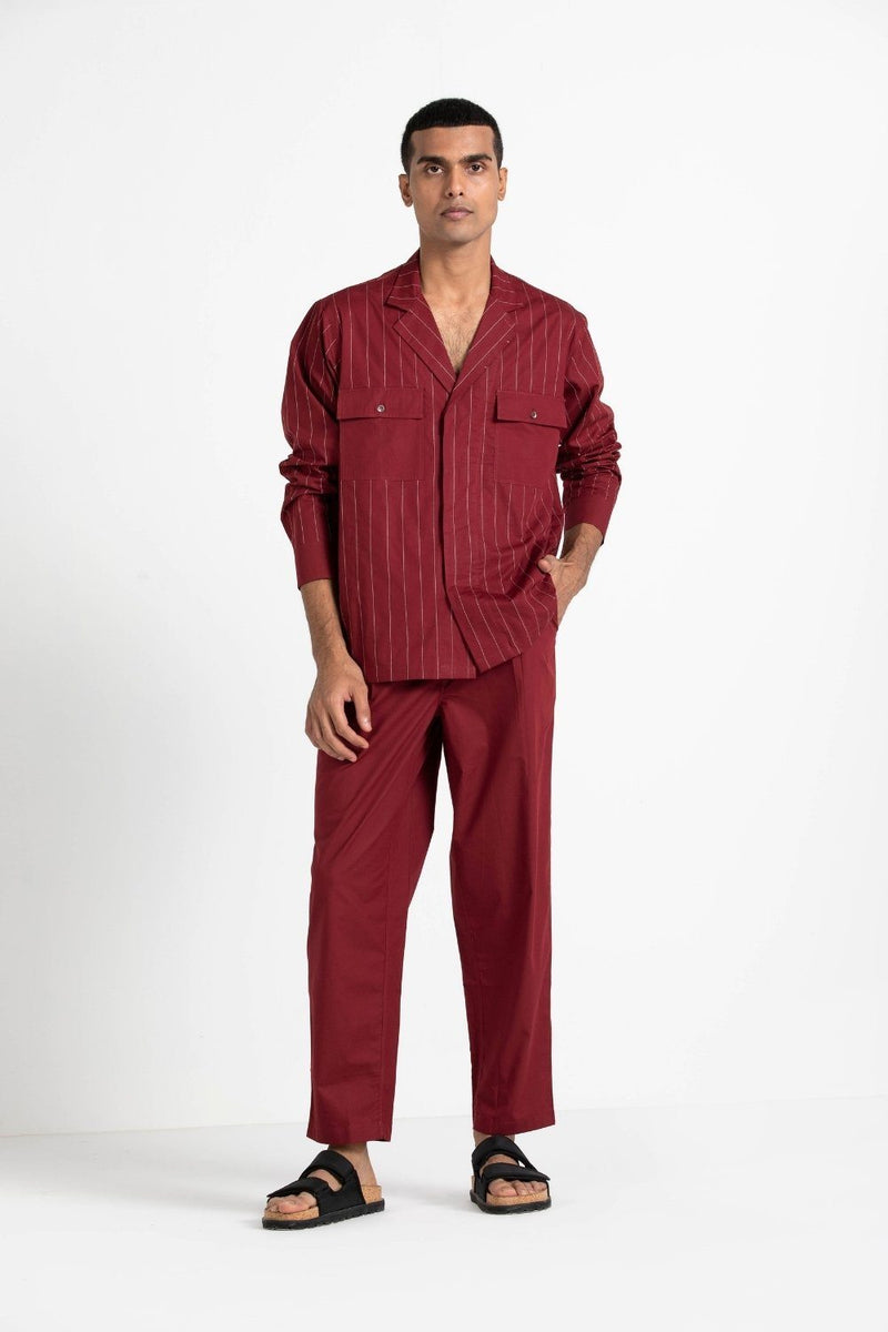 Notch Collar Embroidered Shirt Co-ord Co-ord Set by THREE Men for men in Singapore