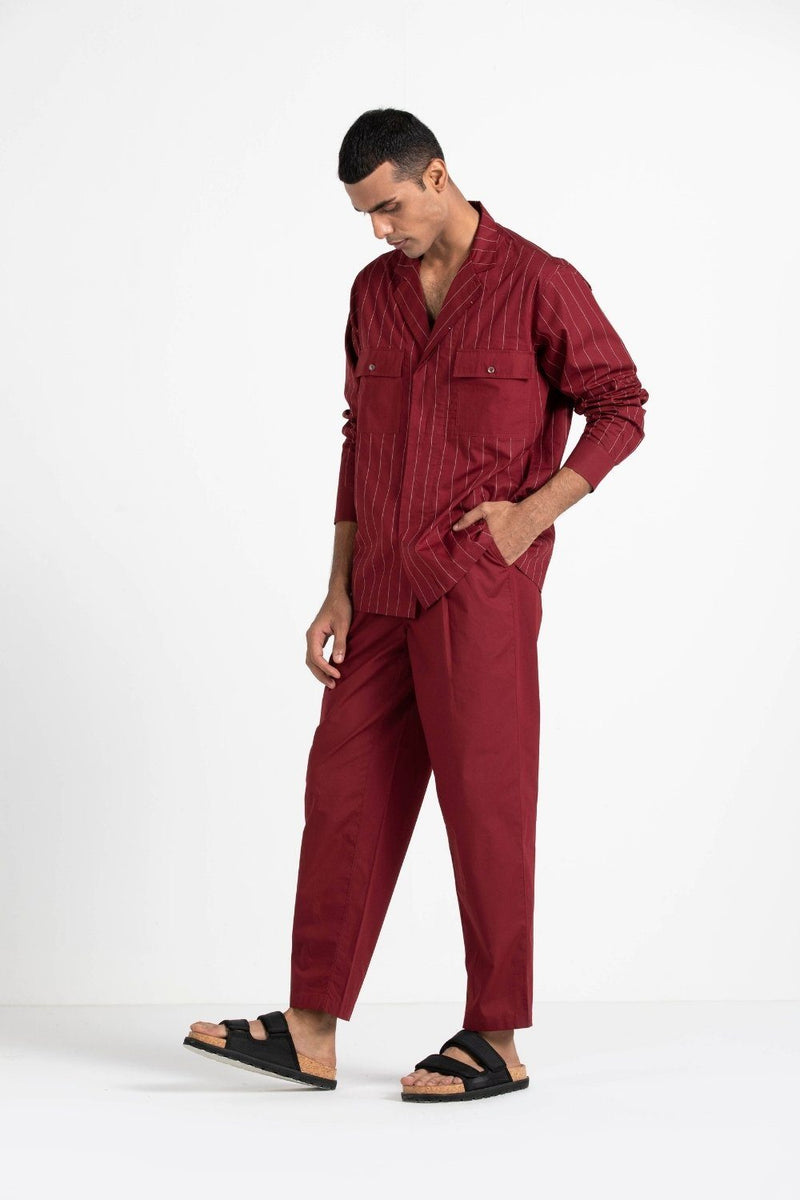 Notch Collar Embroidered Shirt Co-ord Co-ord Set by THREE Men for men in Singapore