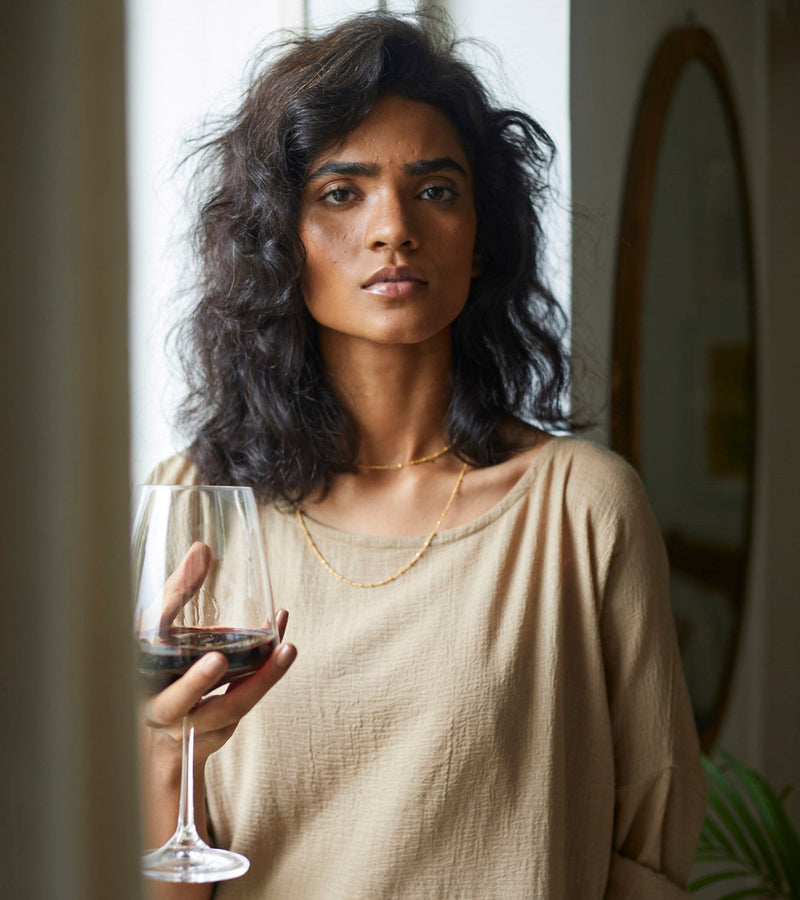 Oatmeal Kaftan Lounge Wear by Khara Kapas for women in Singapore