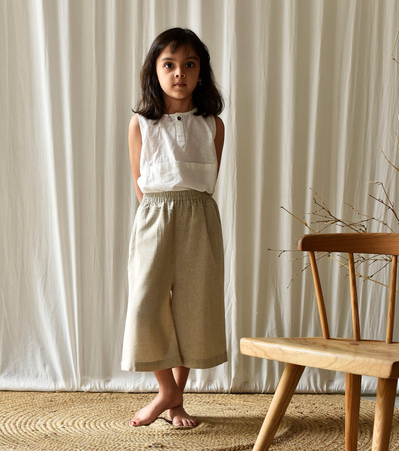 Oatmeal Pants Bottoms by Khara Kapas Kids for kids in Singapore