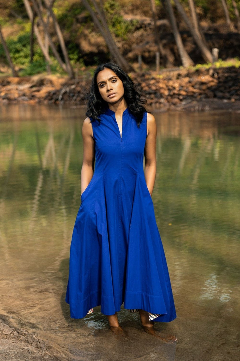 Octane Dress by Khara Kapas in blue for women in Singapore
