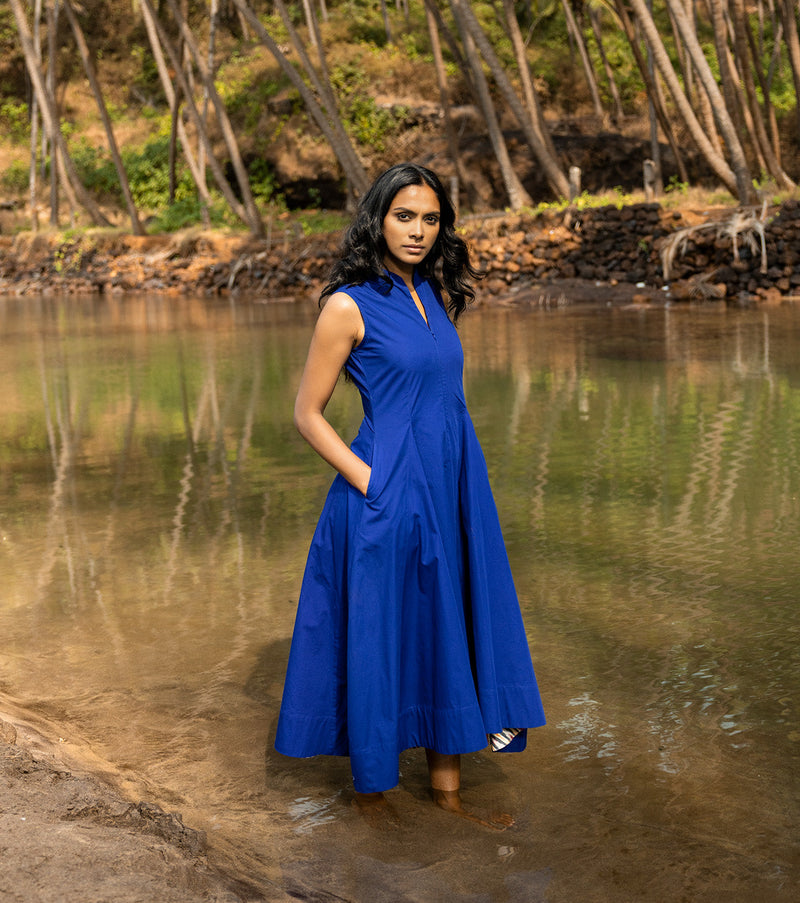 Octane Dress by Khara Kapas in blue for women in Singapore