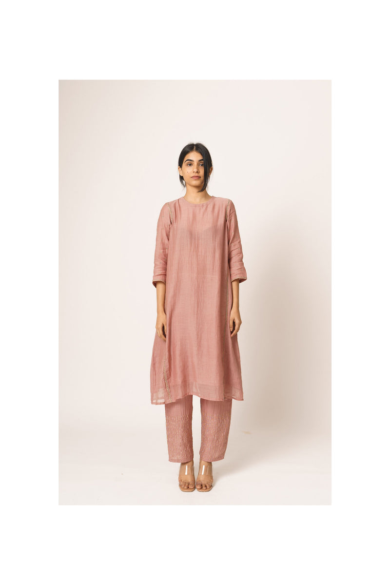 Old-rose Aayat Chanderi Kurta and Pant set Fashion DOT