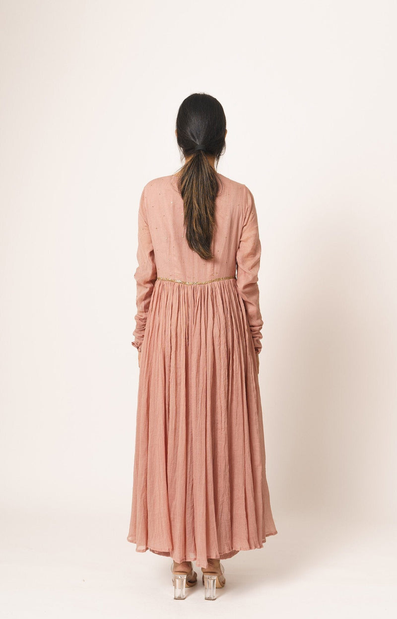Old Rose Aayat Cotton Anarkali with Pitta Embroidery Fashion DOT