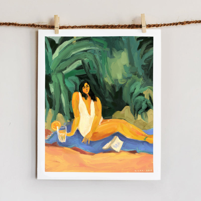 Orange Mint Beach Day Art Richa Kashelkar