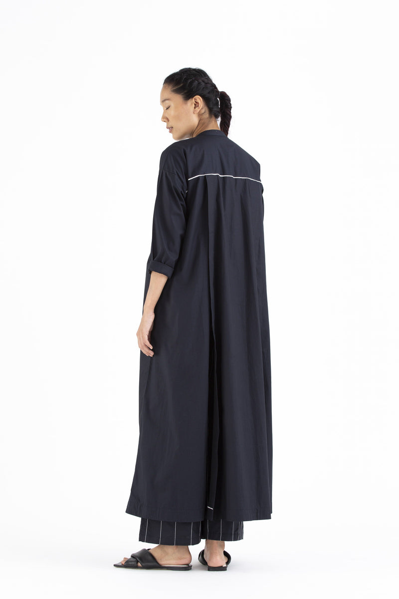 Panel Slit Shirt- Black linen by THREE for women in Singapore