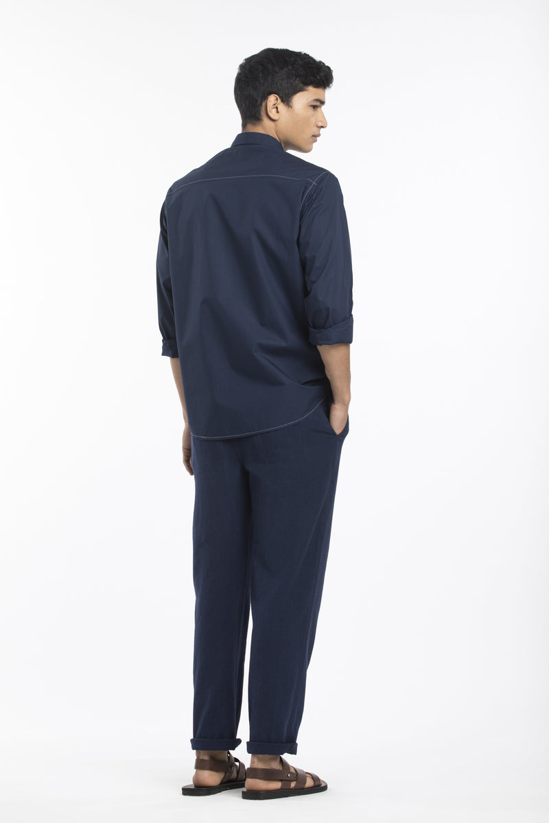 PATCH POCKET SHIRT - NAVY by THREE Men for men in Singapore