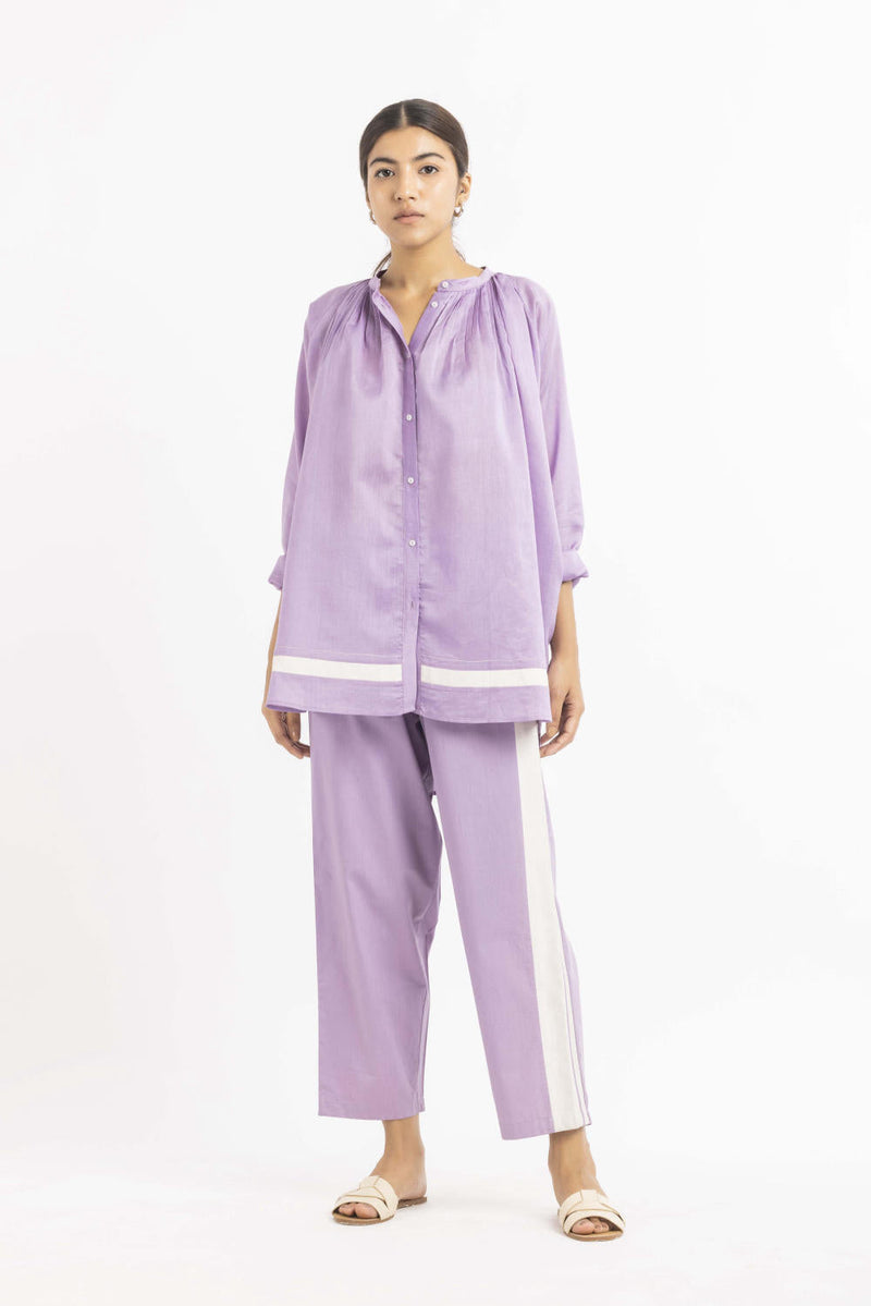 Peasant Top Co-ord Lavender Co-ord Set,Top & Tunics by THREE for women in Singapore