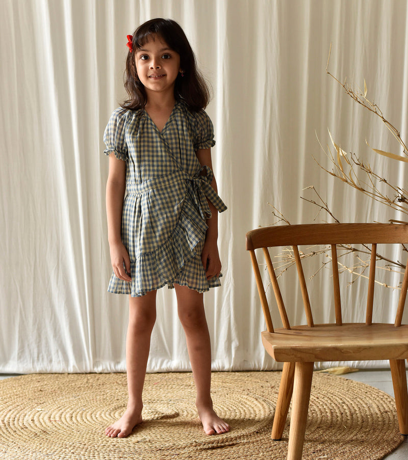 Pebble Wrap Dress by Khara Kapas Kids for kids in Singapore