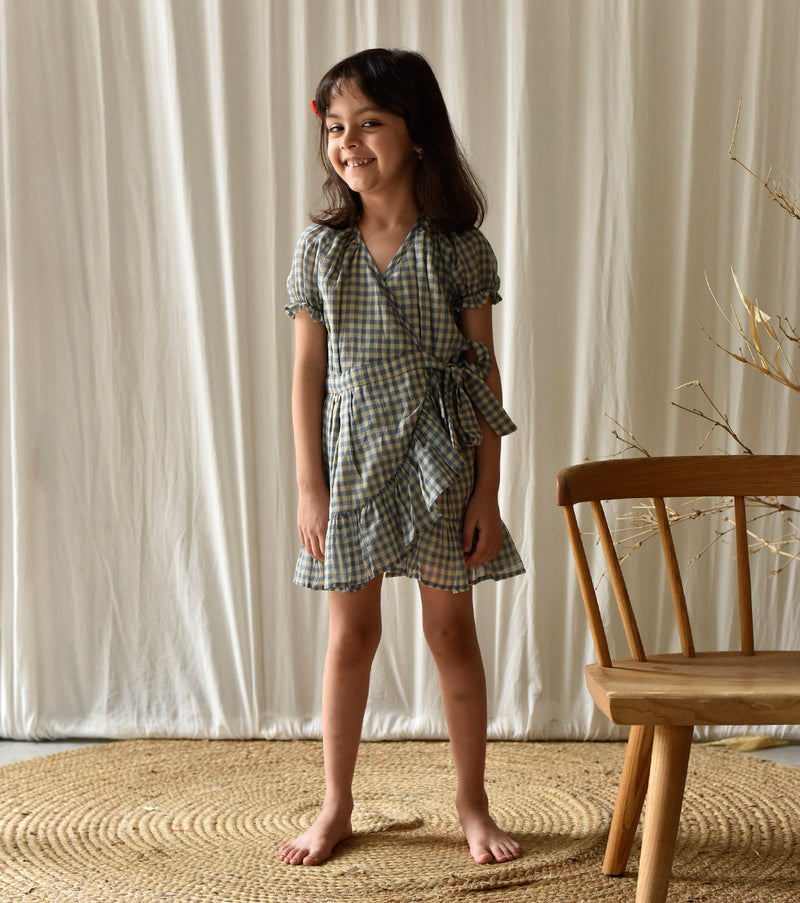 Pebble Wrap Dress by Khara Kapas Kids for kids in Singapore
