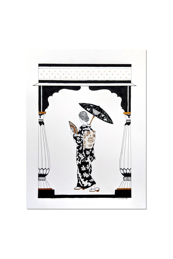 Pichwai Geisha Print Art Kosha Shah 
