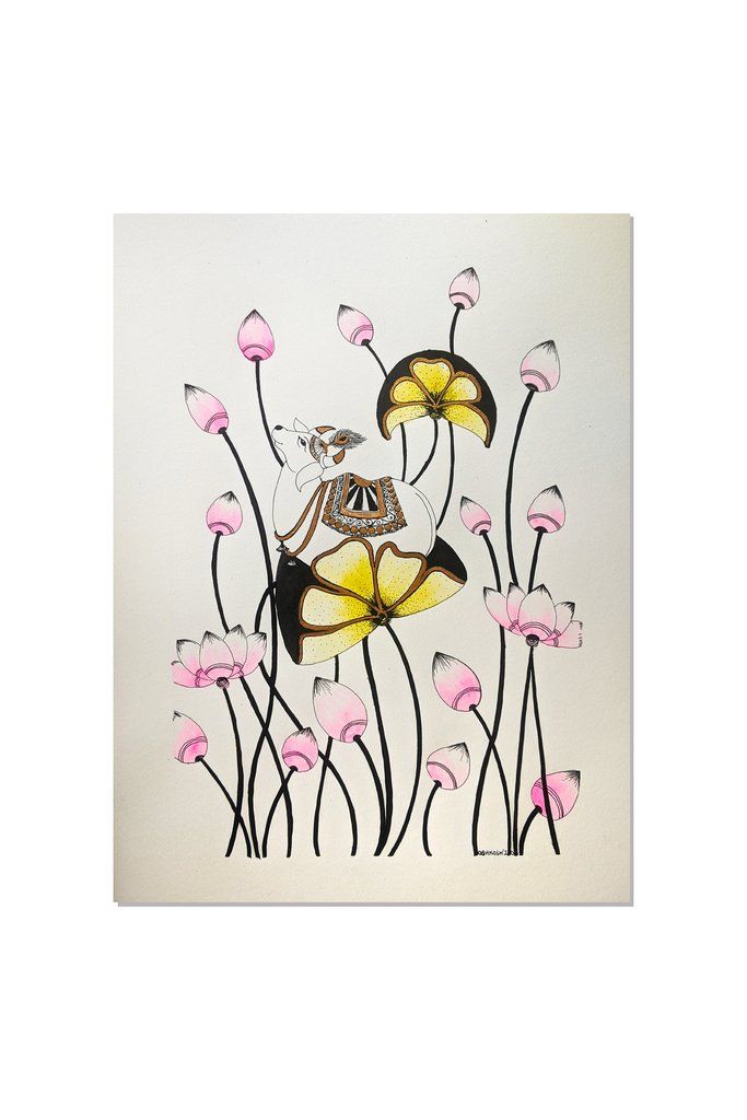 Pichwai Lotus Cow Print Art Kosha Shah 